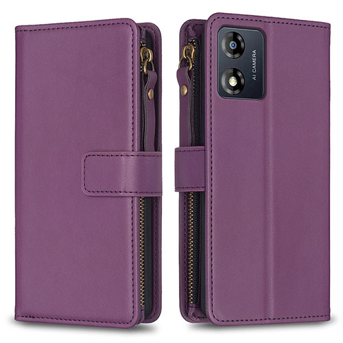 Leather Case Stands Flip Cover Holder B25F for Motorola Moto E13 Purple