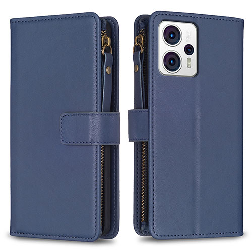 Leather Case Stands Flip Cover Holder B25F for Motorola Moto G13 Blue