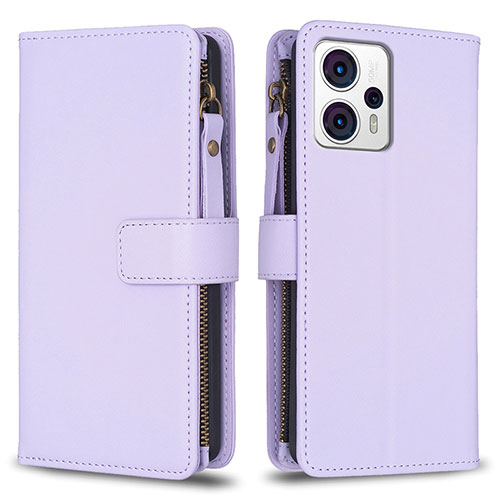 Leather Case Stands Flip Cover Holder B25F for Motorola Moto G13 Clove Purple