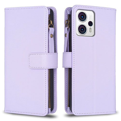 Leather Case Stands Flip Cover Holder B25F for Motorola Moto G23 Clove Purple