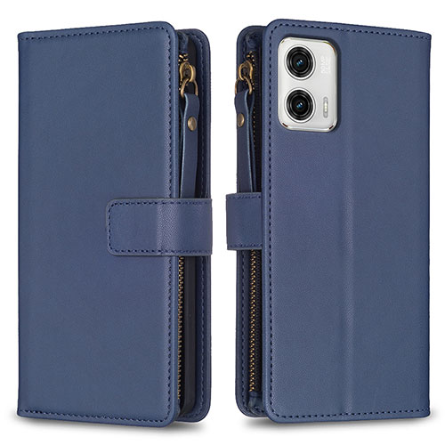 Leather Case Stands Flip Cover Holder B25F for Motorola Moto G73 5G Blue