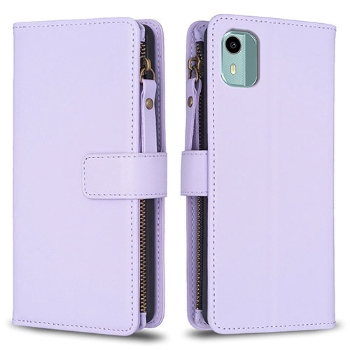 Leather Case Stands Flip Cover Holder B25F for Nokia C12 Clove Purple