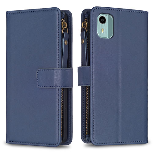 Leather Case Stands Flip Cover Holder B25F for Nokia C12 Plus Blue