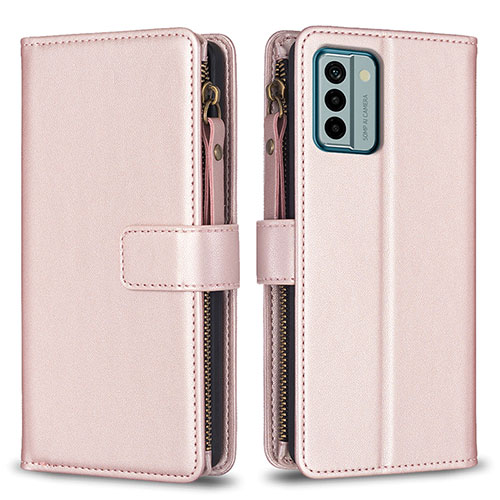 Leather Case Stands Flip Cover Holder B26F for Nokia G22 Rose Gold