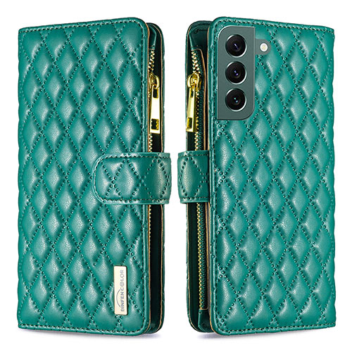 Leather Case Stands Flip Cover Holder BF1 for Samsung Galaxy S23 5G Green