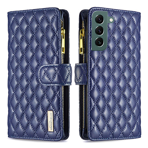 Leather Case Stands Flip Cover Holder BF1 for Samsung Galaxy S24 Plus 5G Blue