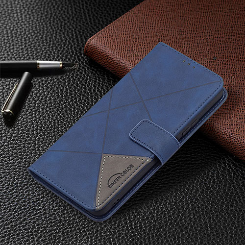 Leather Case Stands Flip Cover Holder BF2 for Xiaomi Redmi Note 10 Pro 4G Blue