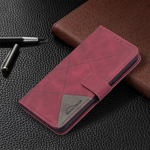 Leather Case Stands Flip Cover Holder BF2 for Xiaomi Redmi Note 10 Pro Max Red