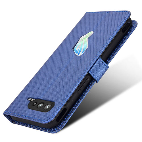 Leather Case Stands Flip Cover Holder BY1 for Asus ROG Phone 5 Pro Blue