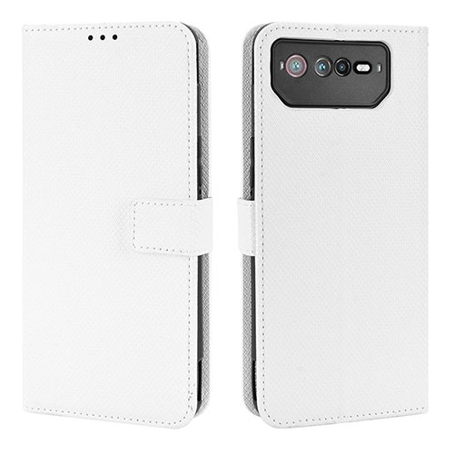 Leather Case Stands Flip Cover Holder BY1 for Asus ROG Phone 6 Pro White