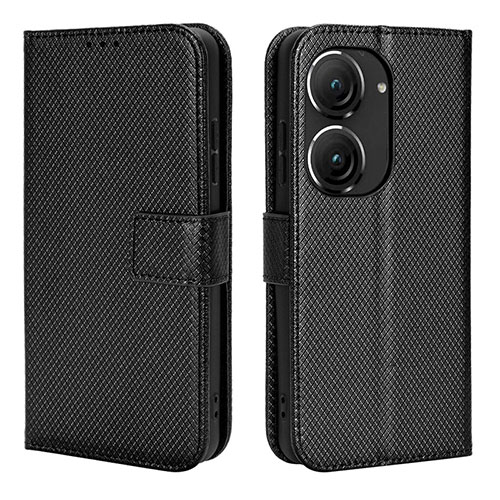 Leather Case Stands Flip Cover Holder BY1 for Asus ZenFone 10 Black