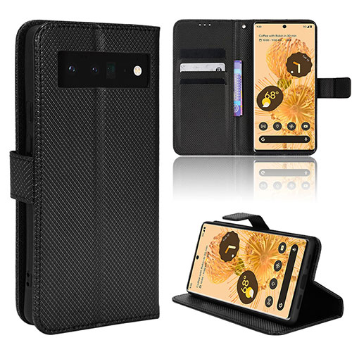 Leather Case Stands Flip Cover Holder BY1 for Google Pixel 6 Pro 5G Black