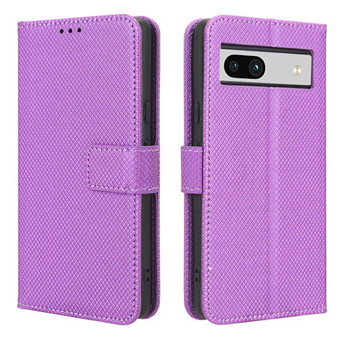 Leather Case Stands Flip Cover Holder BY1 for Google Pixel 7a 5G Purple