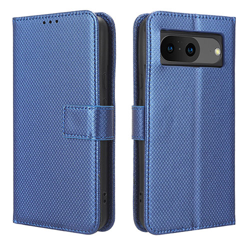 Leather Case Stands Flip Cover Holder BY1 for Google Pixel 8 5G Blue