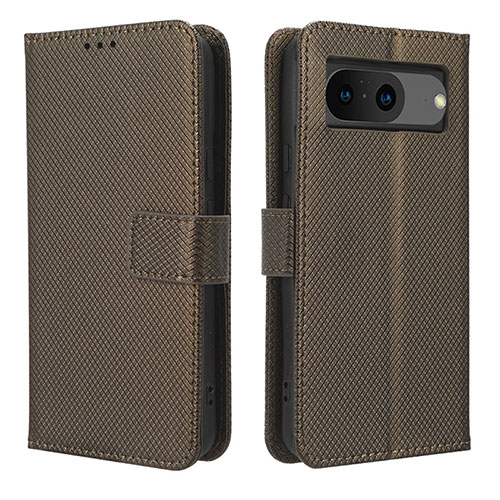 Leather Case Stands Flip Cover Holder BY1 for Google Pixel 8 5G Brown