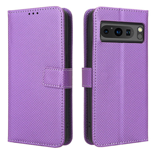 Leather Case Stands Flip Cover Holder BY1 for Google Pixel 8 Pro 5G Purple