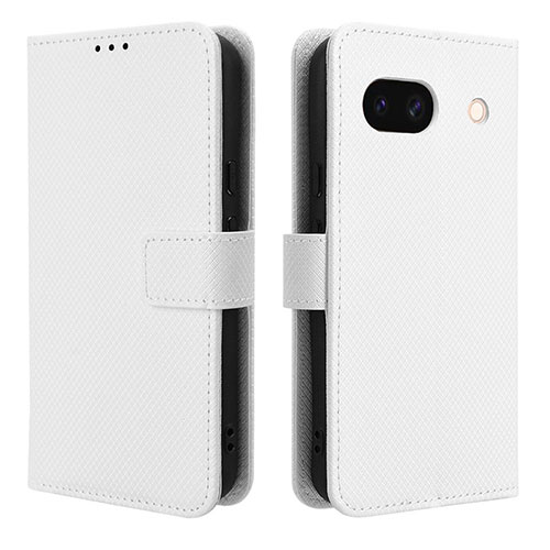 Leather Case Stands Flip Cover Holder BY1 for Google Pixel 8a 5G White