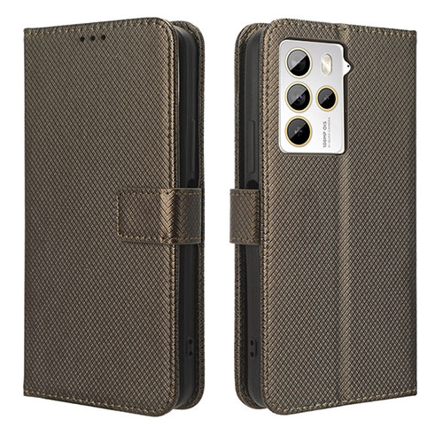 Leather Case Stands Flip Cover Holder BY1 for HTC U23 5G Brown