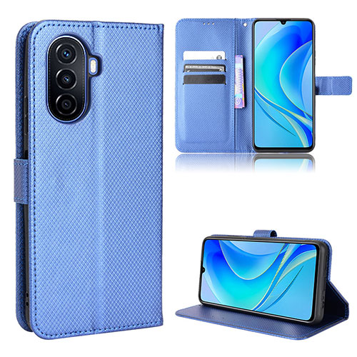 Leather Case Stands Flip Cover Holder BY1 for Huawei Enjoy 50 Blue