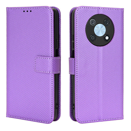 Leather Case Stands Flip Cover Holder BY1 for Huawei Enjoy 50 Pro Purple