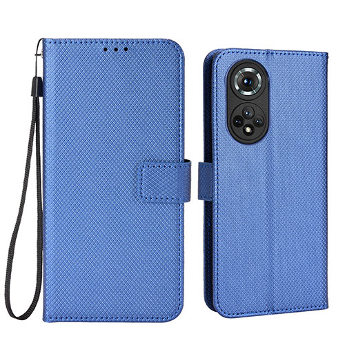 Leather Case Stands Flip Cover Holder BY1 for Huawei Honor 50 Pro 5G Blue