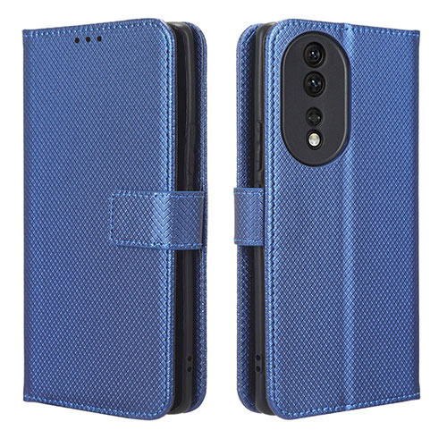 Leather Case Stands Flip Cover Holder BY1 for Huawei Honor 80 5G Blue