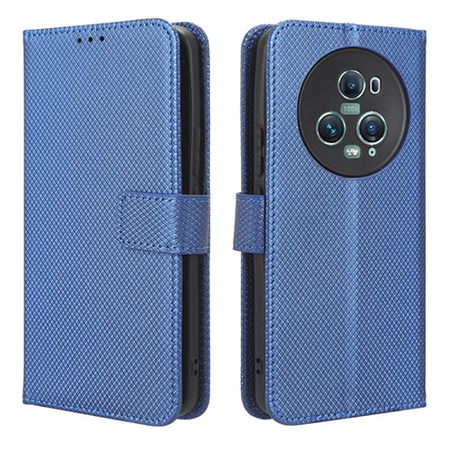 Leather Case Stands Flip Cover Holder BY1 for Huawei Honor Magic5 Pro 5G Blue