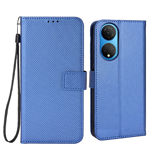 Leather Case Stands Flip Cover Holder BY1 for Huawei Honor X7 Blue