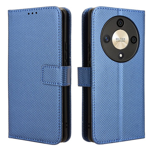 Leather Case Stands Flip Cover Holder BY1 for Huawei Honor X9b 5G Blue