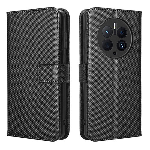 Leather Case Stands Flip Cover Holder BY1 for Huawei Mate 50 Pro Black