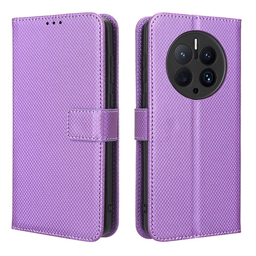 Leather Case Stands Flip Cover Holder BY1 for Huawei Mate 50 Pro Purple