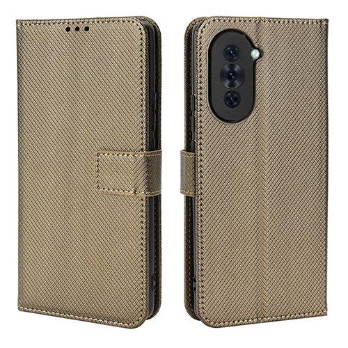 Leather Case Stands Flip Cover Holder BY1 for Huawei Nova 10 Brown