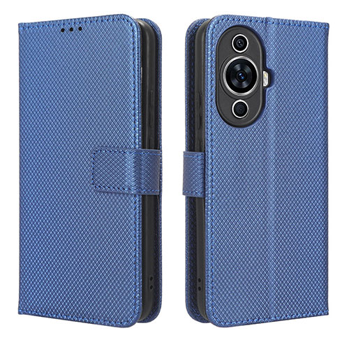 Leather Case Stands Flip Cover Holder BY1 for Huawei Nova 11 Blue