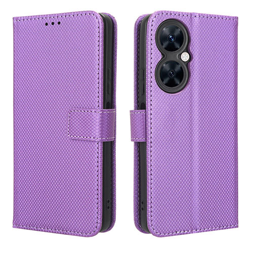 Leather Case Stands Flip Cover Holder BY1 for Huawei Nova 11i Purple