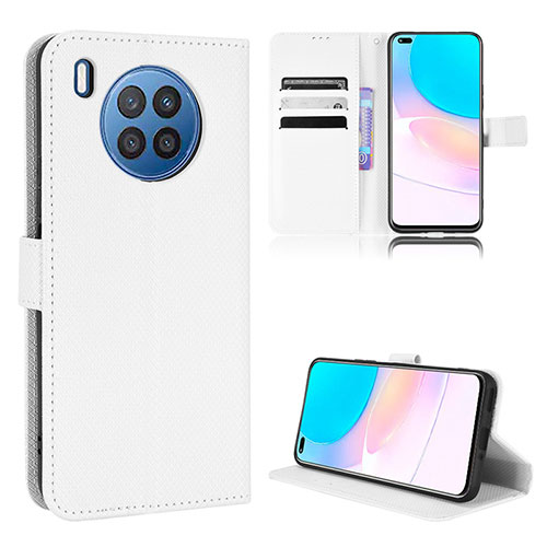 Leather Case Stands Flip Cover Holder BY1 for Huawei Nova 8i White