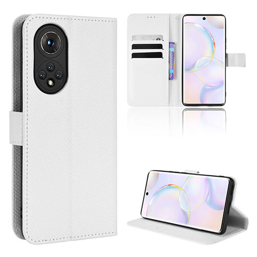 Leather Case Stands Flip Cover Holder BY1 for Huawei Nova 9 White