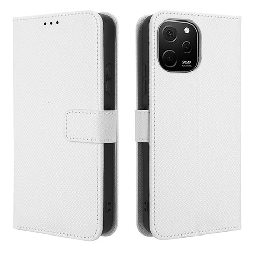 Leather Case Stands Flip Cover Holder BY1 for Huawei Nova Y61 White