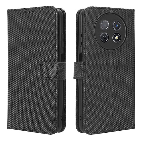 Leather Case Stands Flip Cover Holder BY1 for Huawei Nova Y91 Black