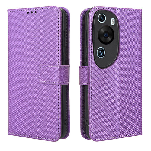 Leather Case Stands Flip Cover Holder BY1 for Huawei P60 Art Purple