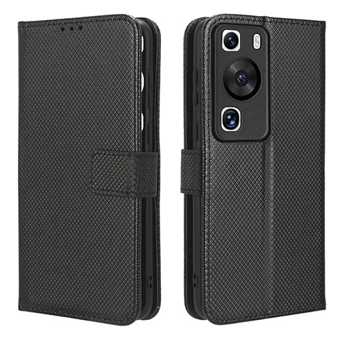 Leather Case Stands Flip Cover Holder BY1 for Huawei P60 Black