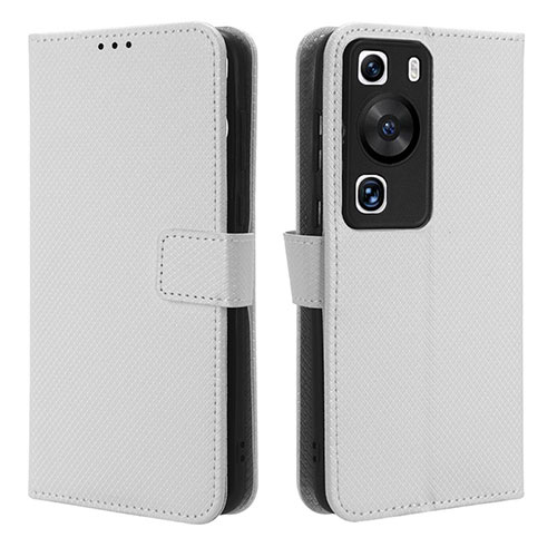 Leather Case Stands Flip Cover Holder BY1 for Huawei P60 Pro White