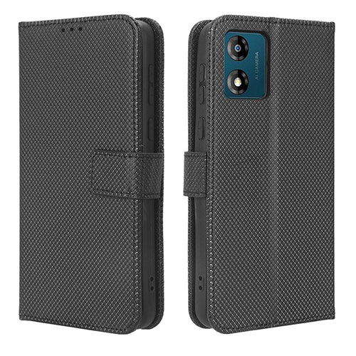 Leather Case Stands Flip Cover Holder BY1 for Motorola Moto E13 Black