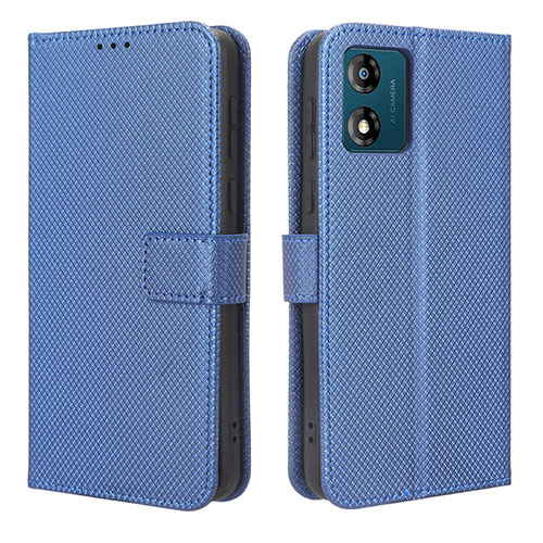 Leather Case Stands Flip Cover Holder BY1 for Motorola Moto E13 Blue