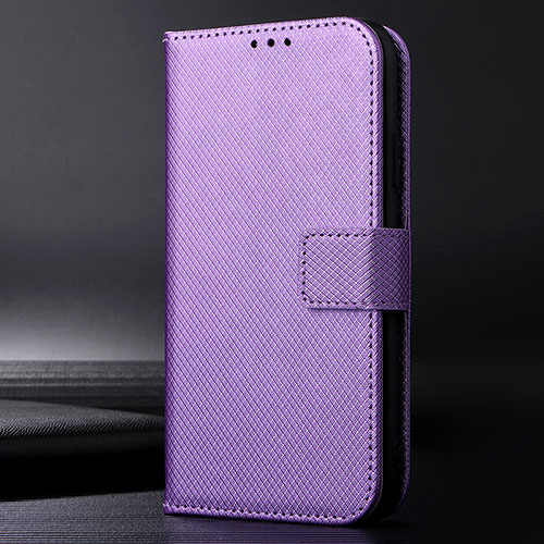 Leather Case Stands Flip Cover Holder BY1 for Motorola Moto E7 Power Purple