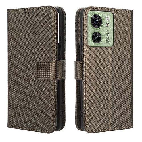 Leather Case Stands Flip Cover Holder BY1 for Motorola Moto Edge (2023) 5G Brown