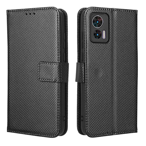 Leather Case Stands Flip Cover Holder BY1 for Motorola Moto Edge 30 Lite 5G Black