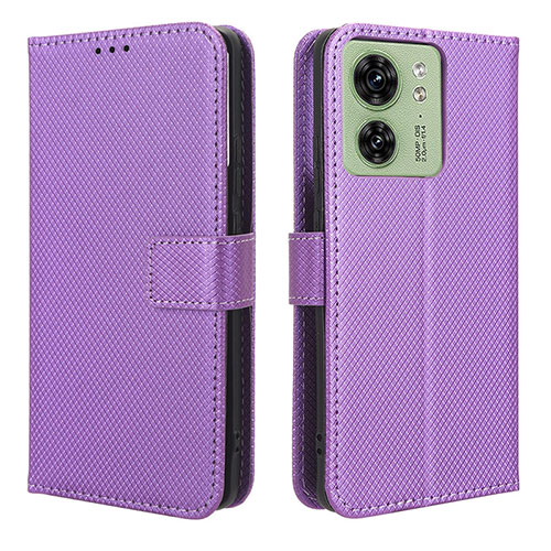 Leather Case Stands Flip Cover Holder BY1 for Motorola Moto Edge 40 5G Purple