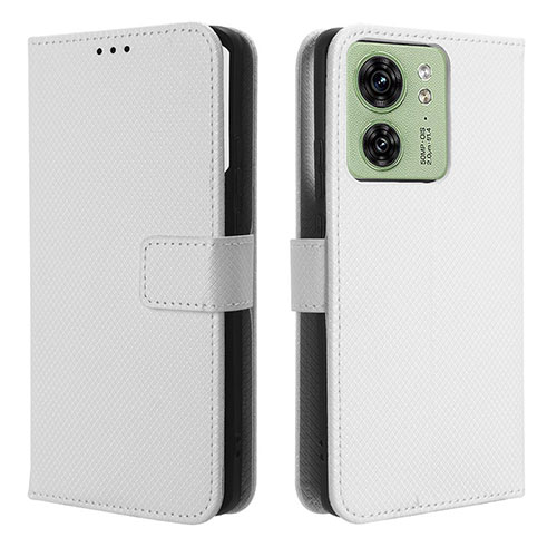 Leather Case Stands Flip Cover Holder BY1 for Motorola Moto Edge 40 5G White