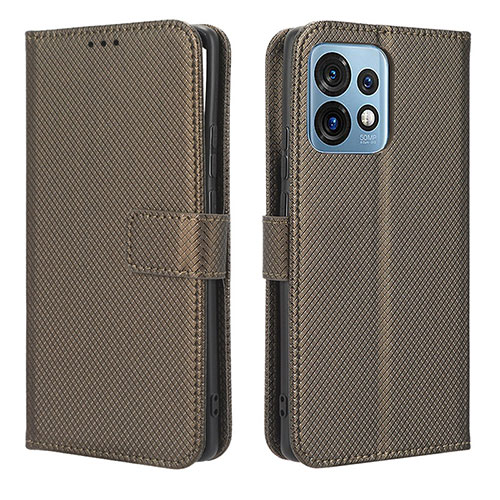 Leather Case Stands Flip Cover Holder BY1 for Motorola Moto Edge Plus (2023) 5G Brown