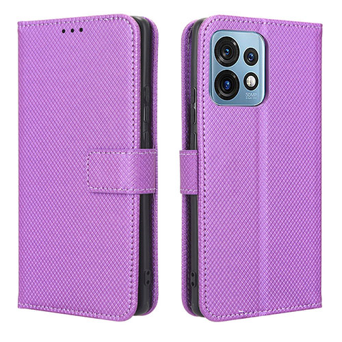 Leather Case Stands Flip Cover Holder BY1 for Motorola Moto Edge Plus (2023) 5G Purple